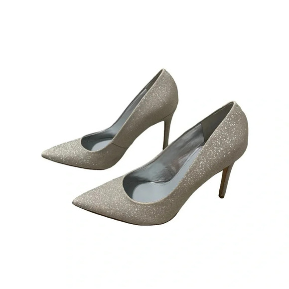 💎✨NINE WEST Silver Glitter “Fresh” Pointed Toe Heels 7.5✨💎 - Picture 3 of 5
